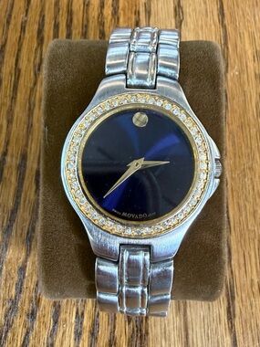 MOVADO Museum 36mm Stainless Steel Men’s Watch w/Diamond Bezel